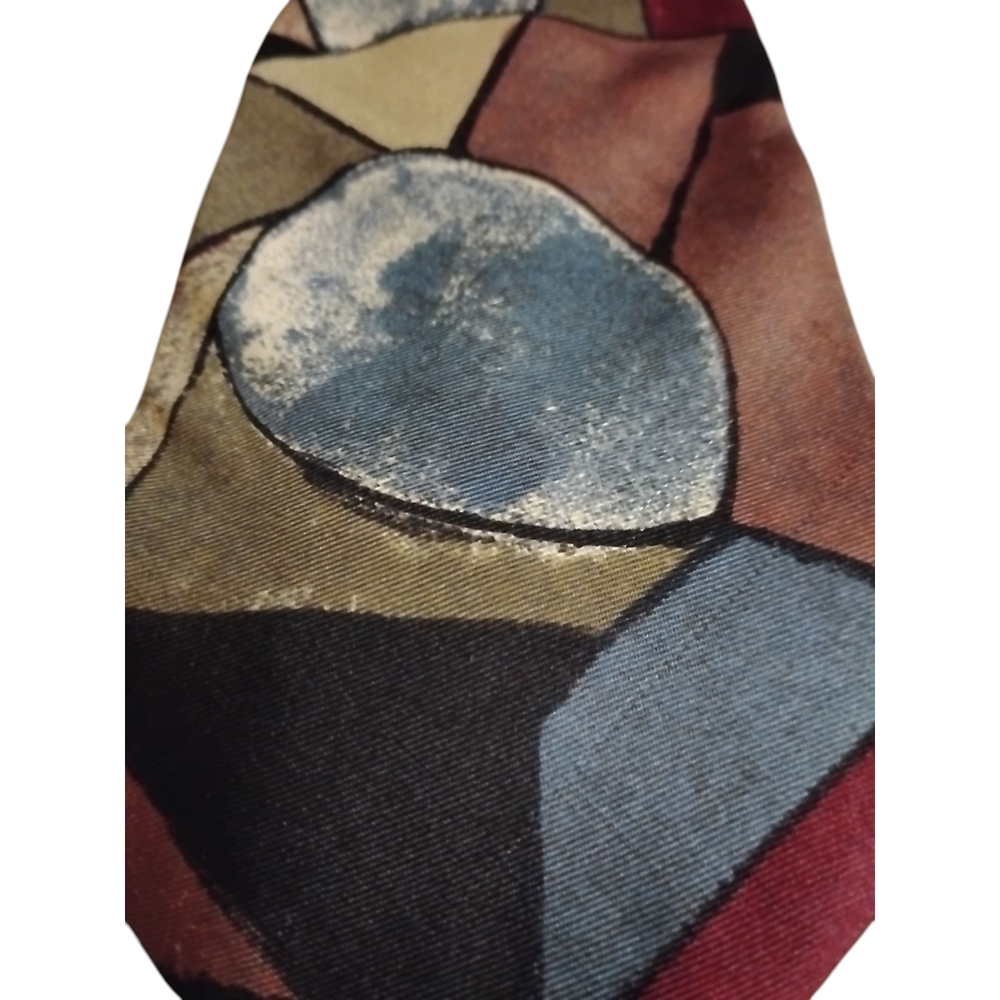 Zylos Abstract Geo Tie By George Macahdo 100% Italian Silk Office Executive - Picture 2 of 6
